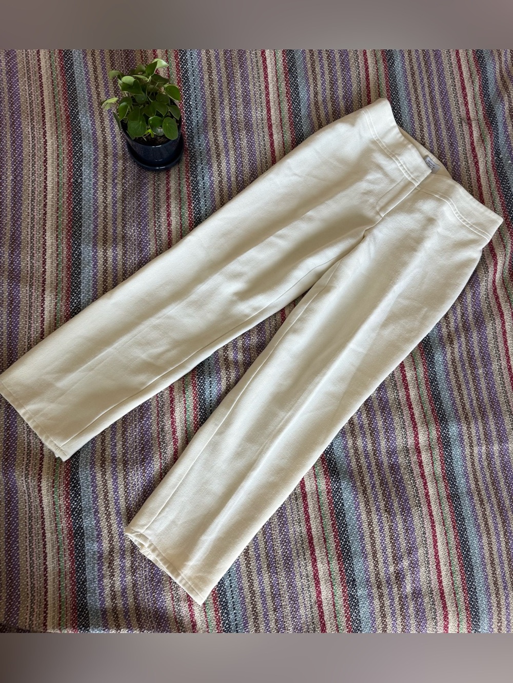 LOFT Cream Wool Blend Tailored Trousers